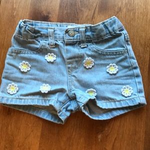 Cute Jean shorts with embroidered daisies (3t)